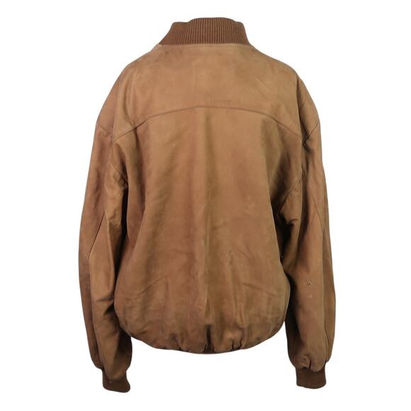 Vintage Sheep Leather Brown Tan Leather Zip Front Bomber Jacket Mens L - Picture 3 of 5